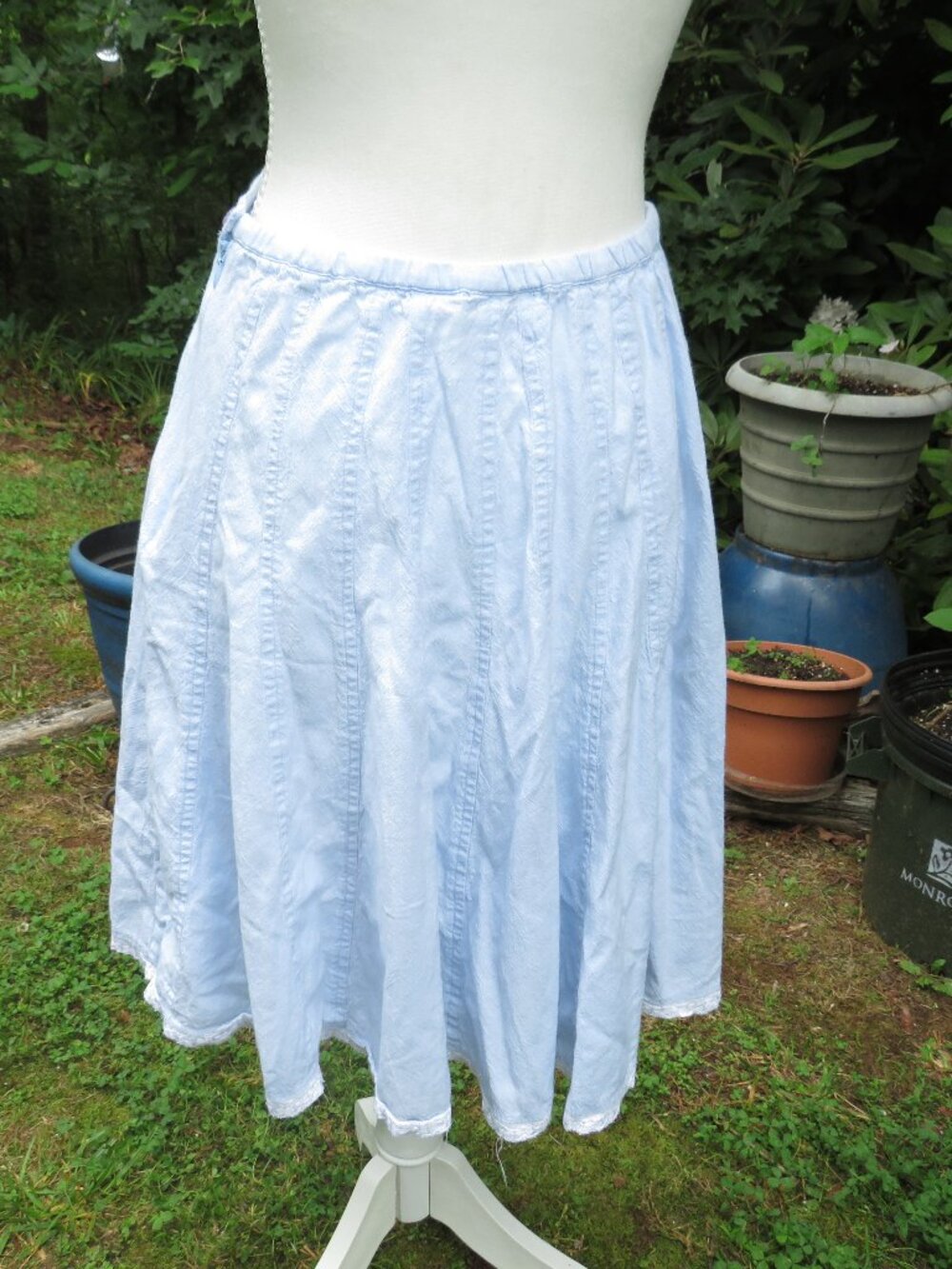Bay Studio 100% Cotton Crinkle Midi Skirt – Light Blue Boho Cottagecore Summer E